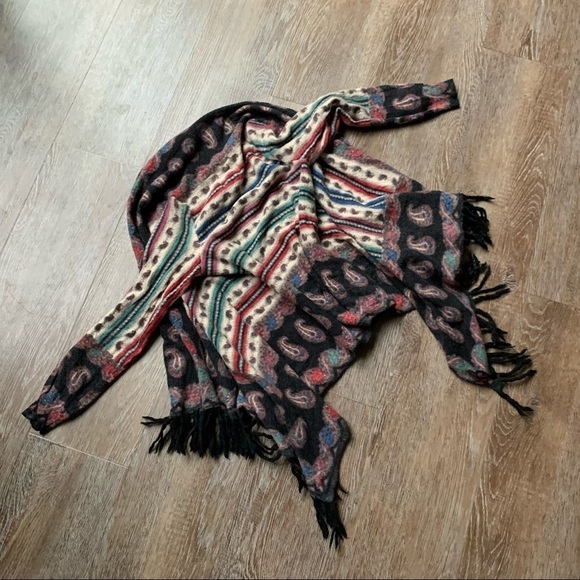 Anthropologie Guinevere Vinalhaven Boho Fringe Waterfall Cardigan Multicolor S - Picture 8 of 10